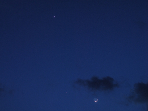 Księżyc, Wenus i Jowisz